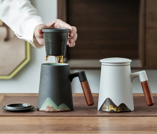 Mountain Design Ceramic Tea Mug With Filter